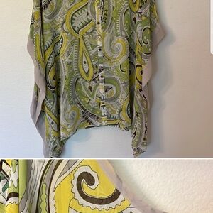 Paisley Print Women's Top - Green and Yellow